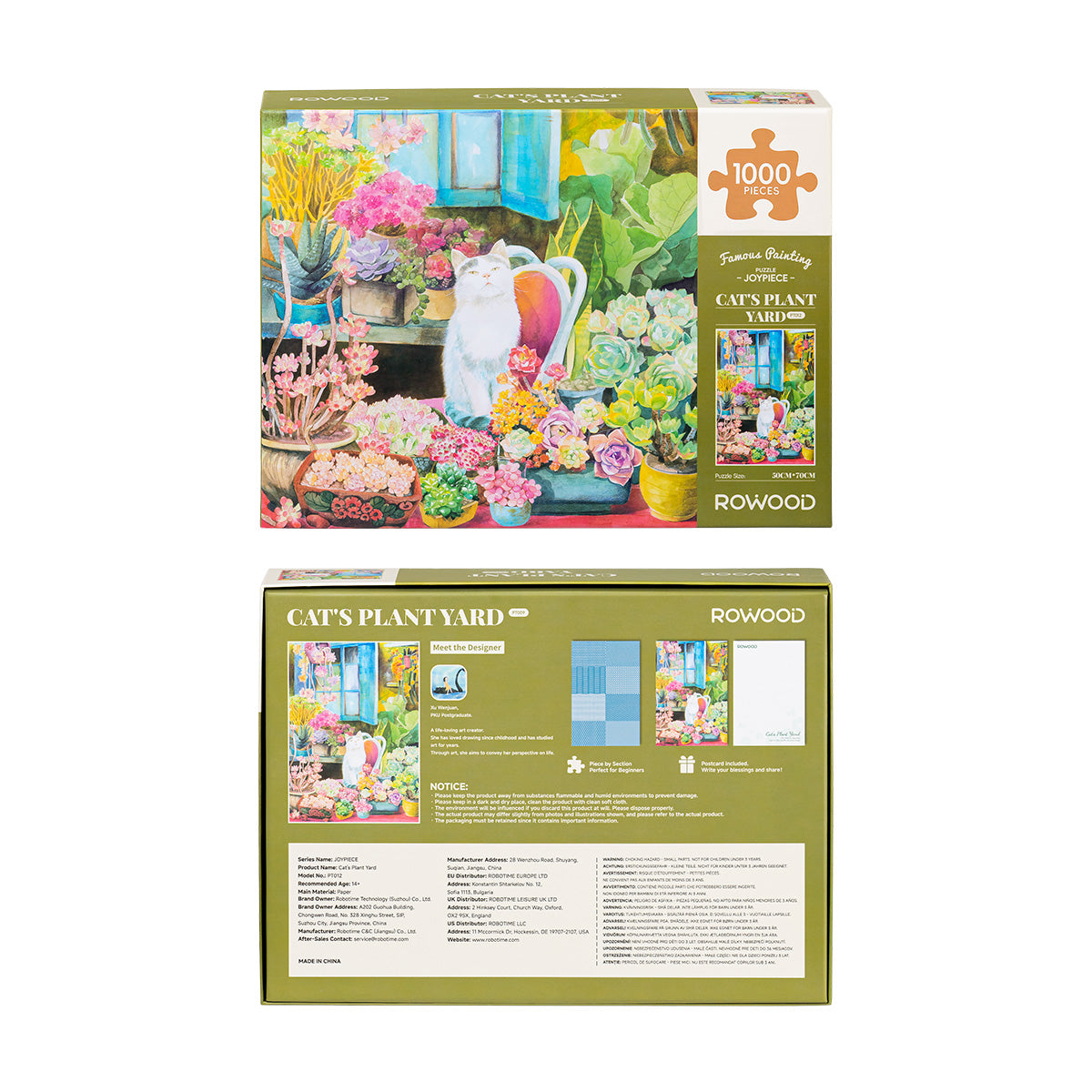 Rowood Cat's Plant Yard PT012 product package with puzzle artwork and box
