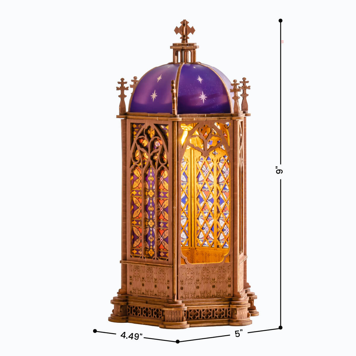 Sternenkuppel-Kathedrale TGA02 Größe Grafik, 4,49x5x9in fertige Holzlaterne