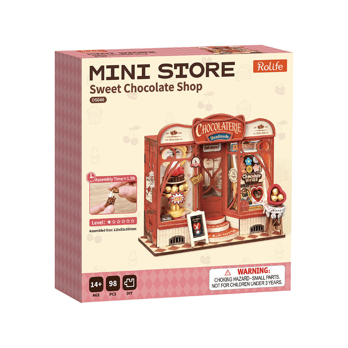 Rolife Sweet Chocolate Shop DS046 paquet de produit avec boutique miniature de chocolat complète