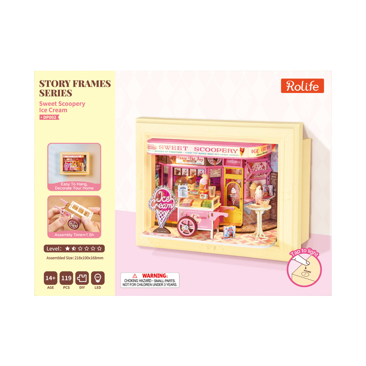 Rolife Sweet Scoopery Ice Cream DP002 paquete de producto con marco de historia completa