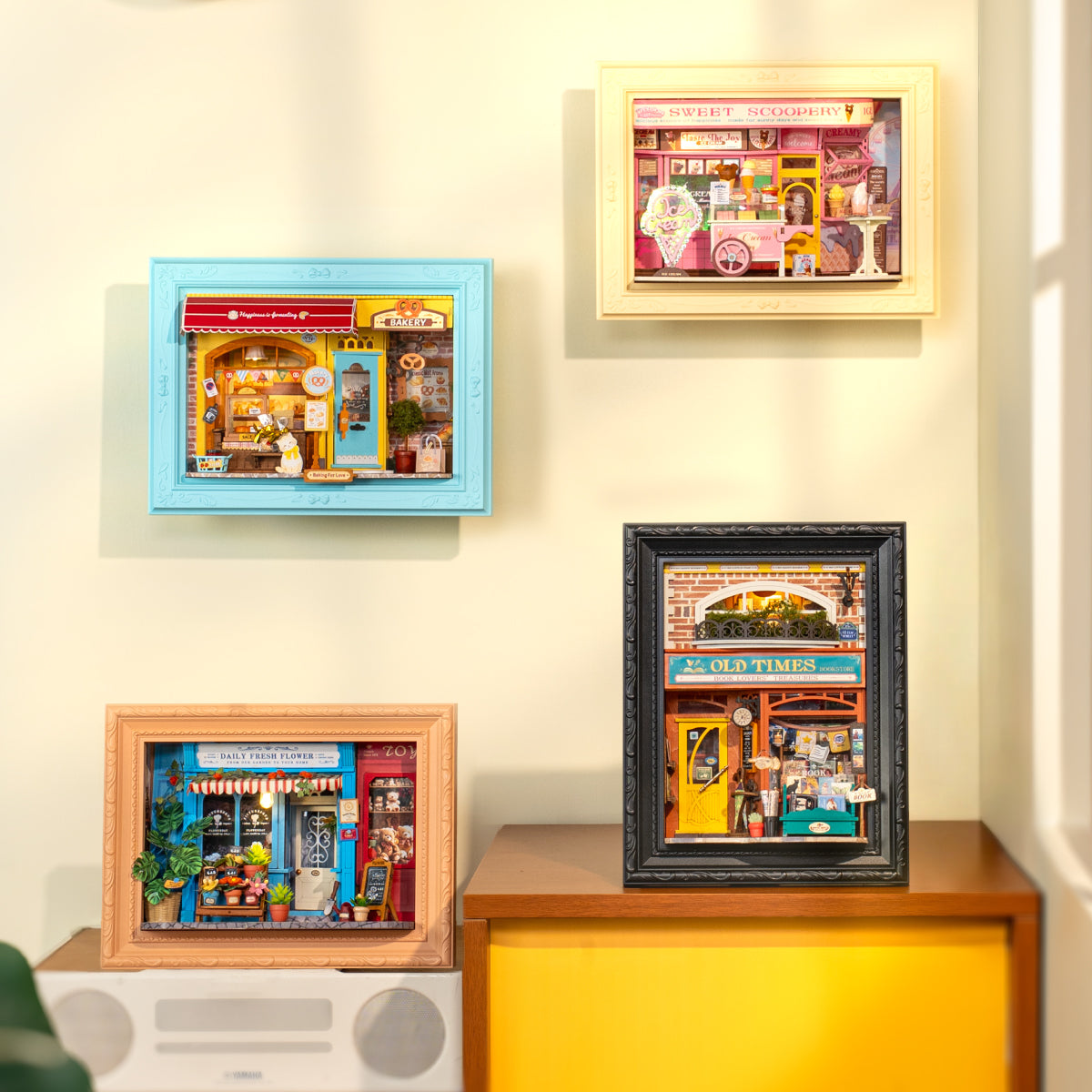 Dagelijkse Verse Bloem DP003 wanddisplay scène met meerdere verhaallijsten producten