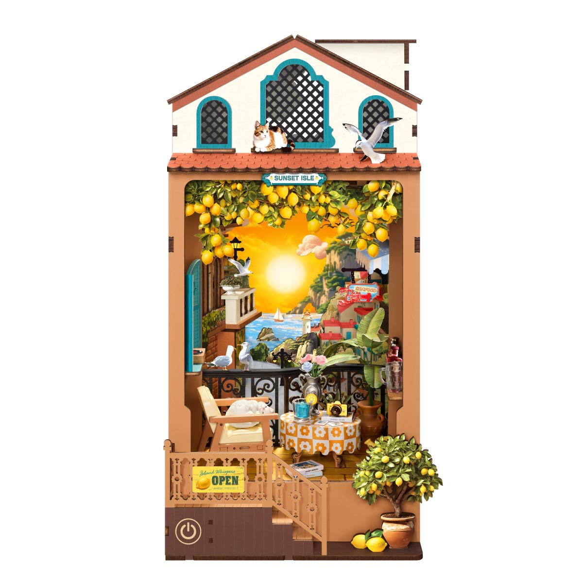 Rolife DIY Book Nook Kit Sunset Isle TGB18 white background front view