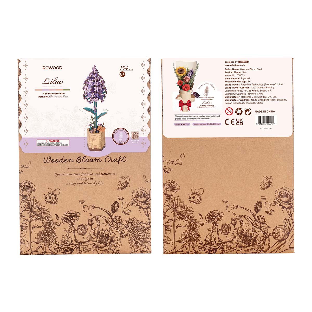 Rowood DIY Fleur en Bois Lilas TW021 image de galerie 6