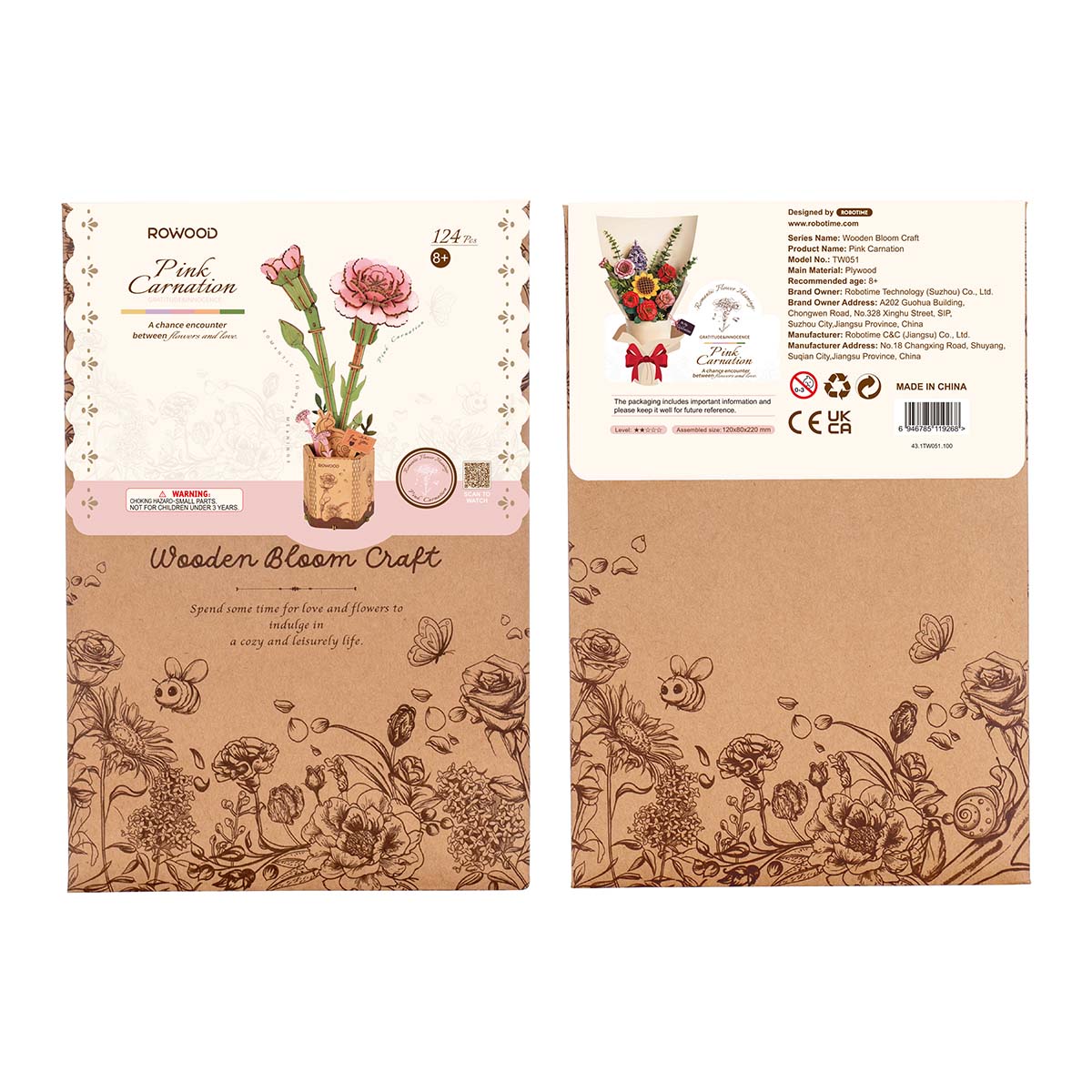 Rowood DIY Wooden Flower Pink Carnation TW051 gallery image 7