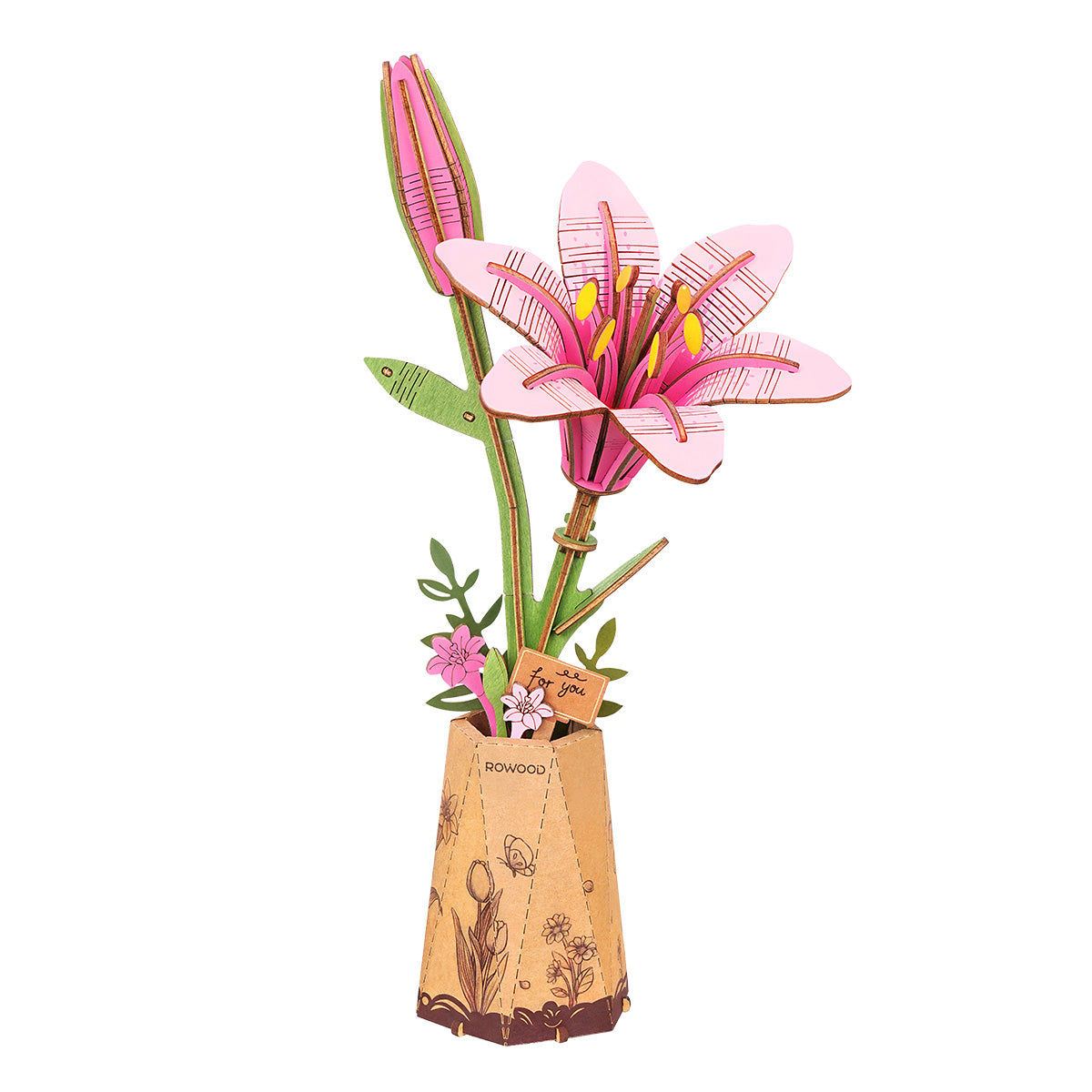 Rowood DIY Wooden Flower Pink Lily TW071 alternate product view
