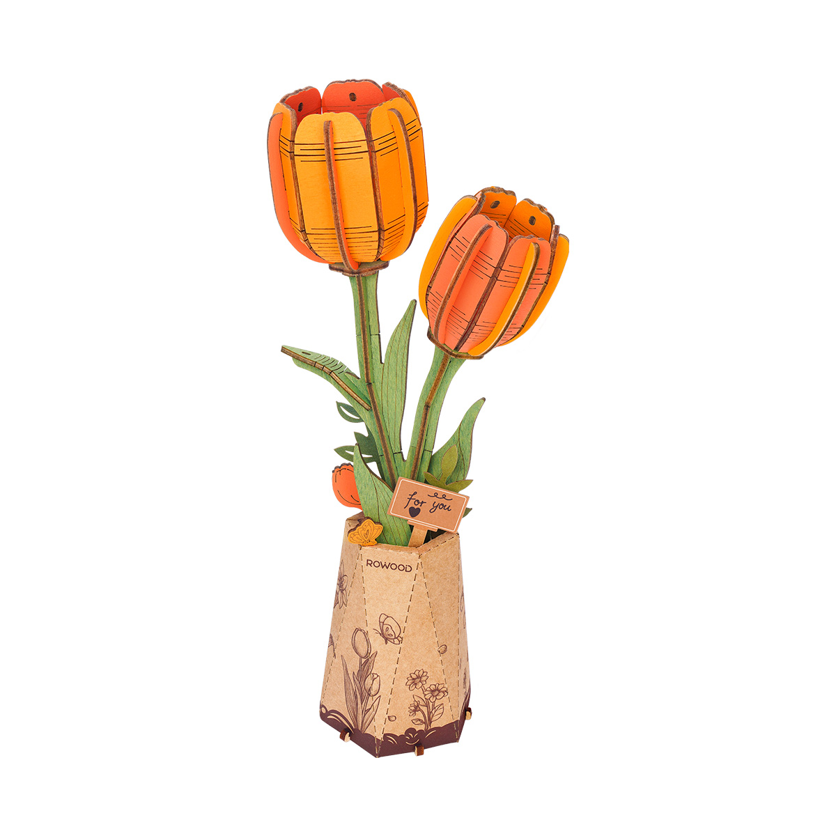 Rowood DIY Fleur en Bois Tulipe Orange TW081 vue alternative du produit