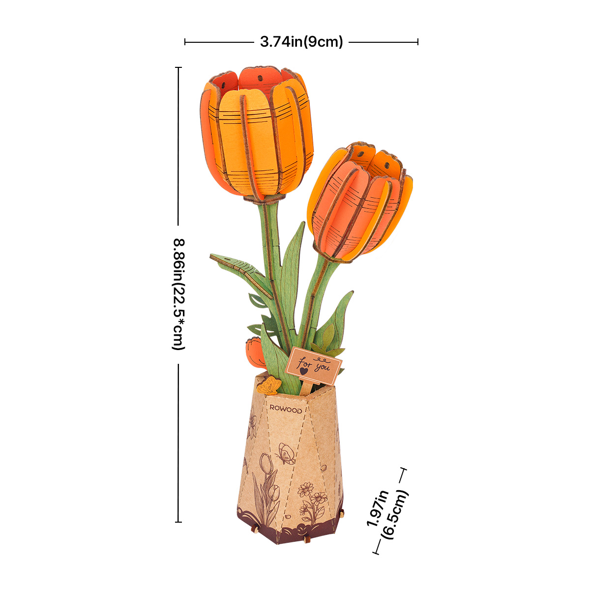 Rowood DIY Fleur en Bois Tulipe Orange TW081 image de galerie 6