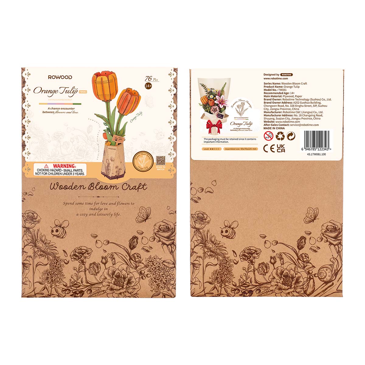 Rowood DIY Fleur en Bois Tulipe Orange TW081 image de galerie 5