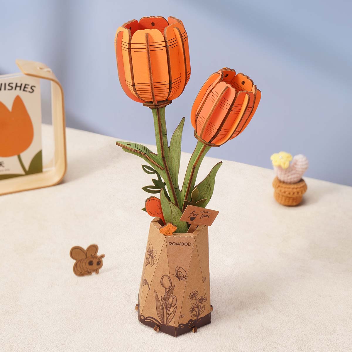 Image héroïque du produit Rowood DIY Fleur en bois Tulipe orange TW081