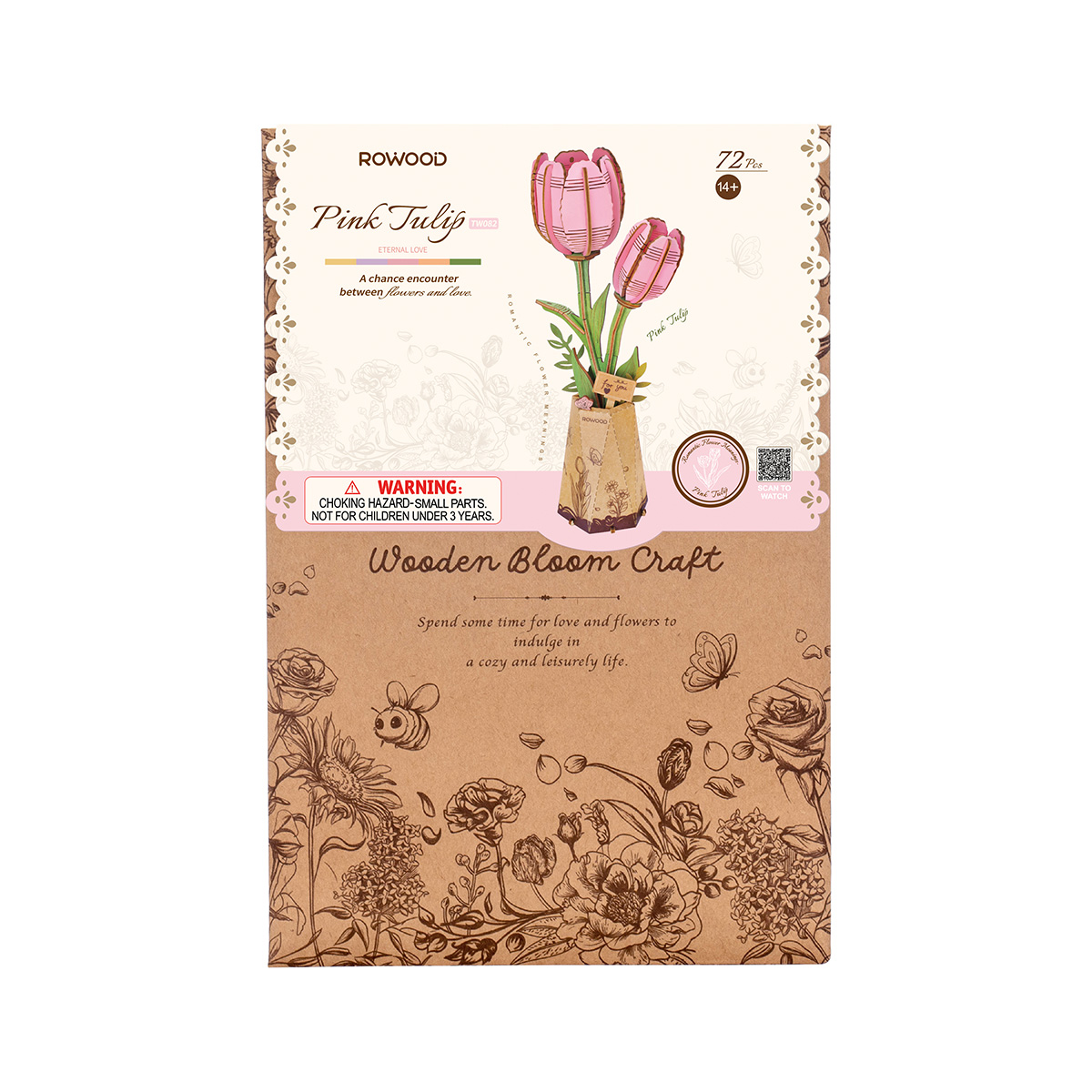 Rowood DIY Fleur en Bois Tulipe Rose TW082 image de galerie 5