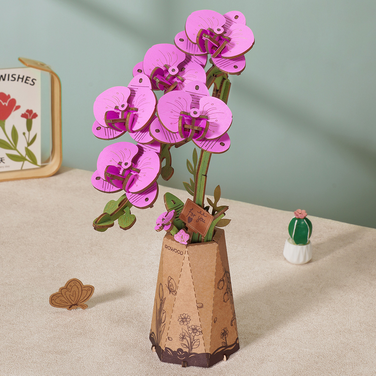 Image héroïque du produit Rowood DIY Fleur en bois Orchidée papillon violette TW091