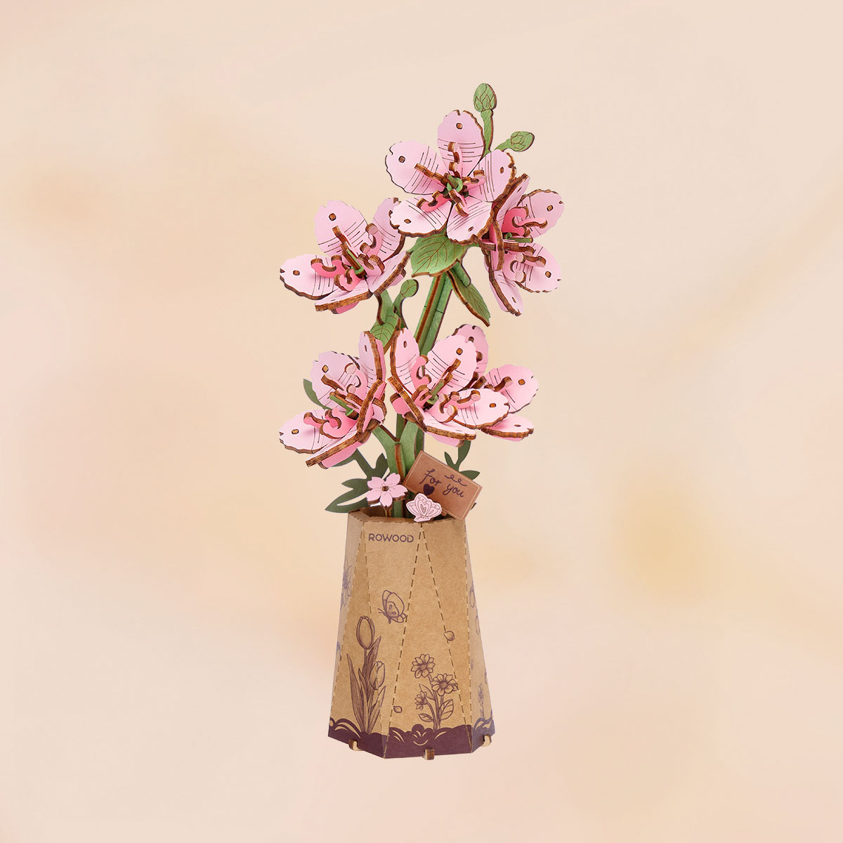 Rowood 3D Wooden Puzzle - Wooden Flower Bouquet TW01H cherry blossom finished model