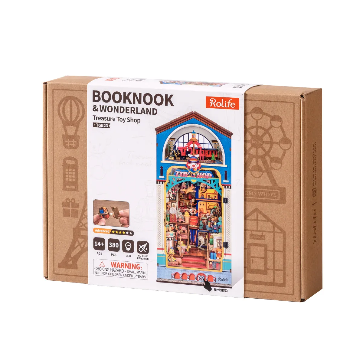Rolife Treasure Toy Shop DIY Buchnische Verpackungsbox mit Foto des fertigen Modells