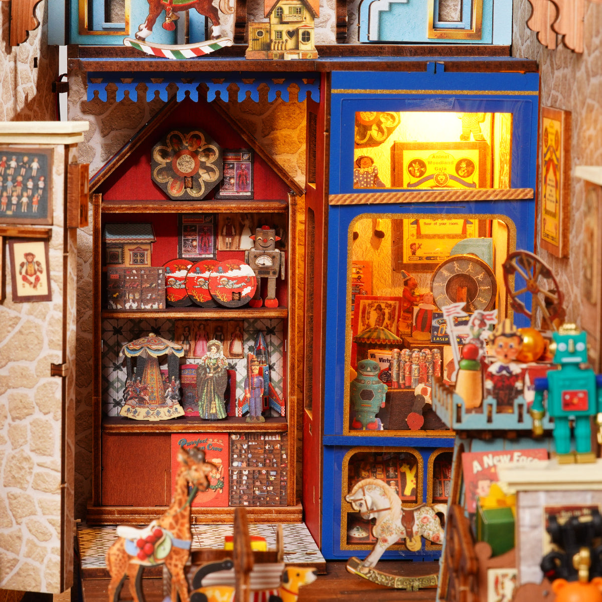Rolife Treasure Toy Shop DIY Buchnische Innenregale mit warmen Lichtern und Miniaturspielzeugen