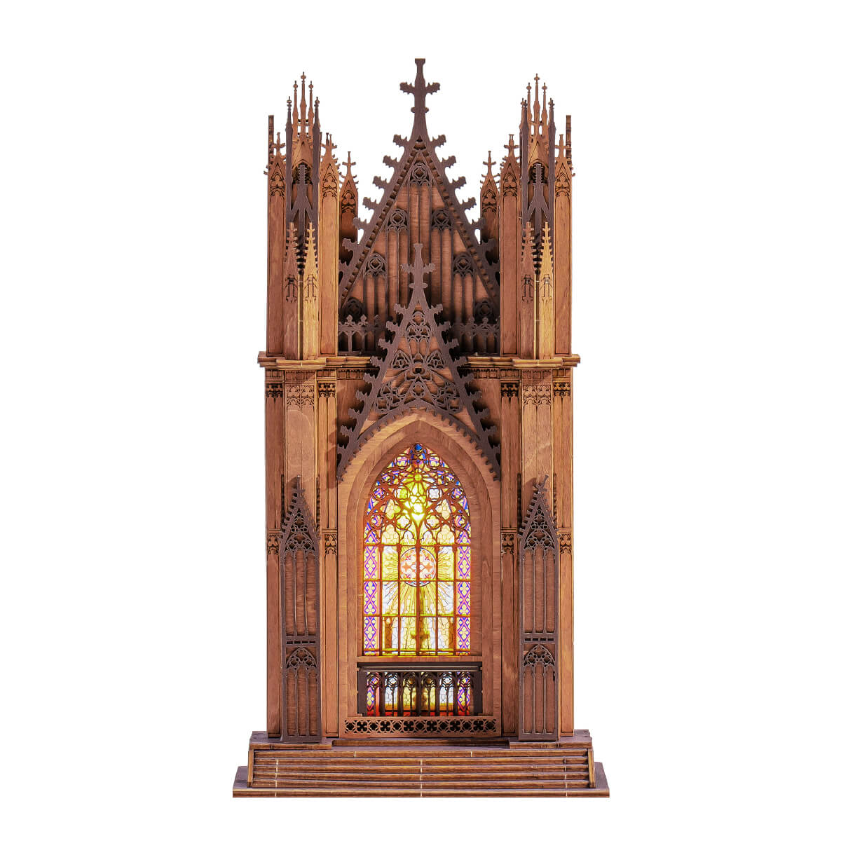 Rolife Twin-Tower Cathedral TGA01 white background product view with gothic towers