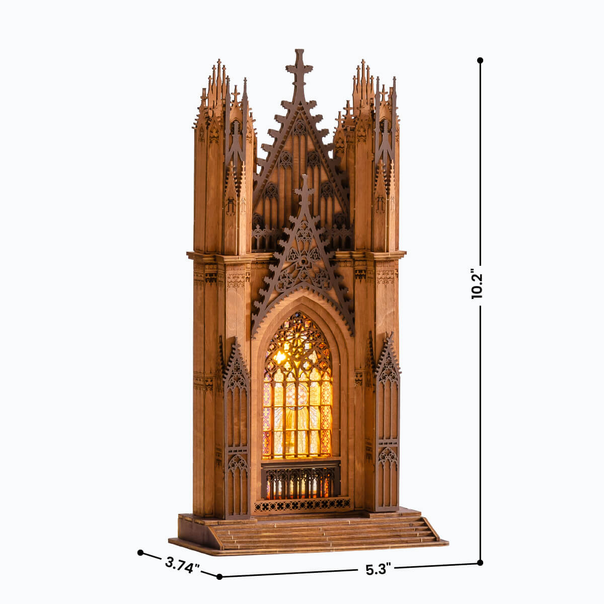 Lámpara de madera terminada de tamaño gráfico Twin-Tower Cathedral TGA01, 3.74x5.3x10.2in