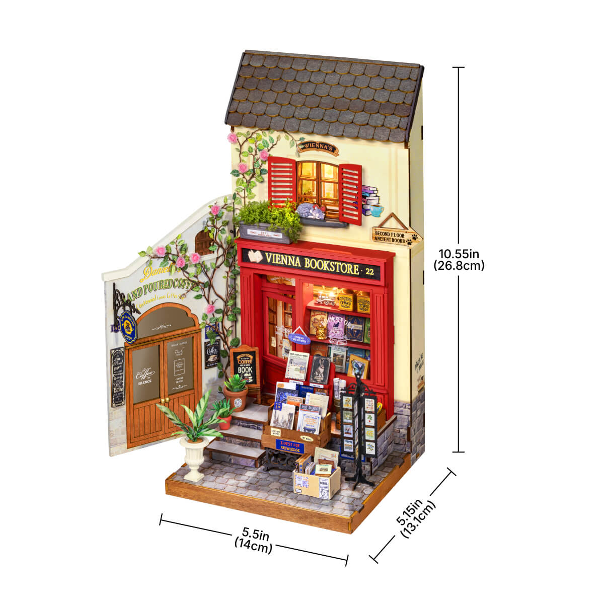 Librería de Viena DG183 tamaño gráfico, 14 x 13.1 x 26.8 cm casa en miniatura