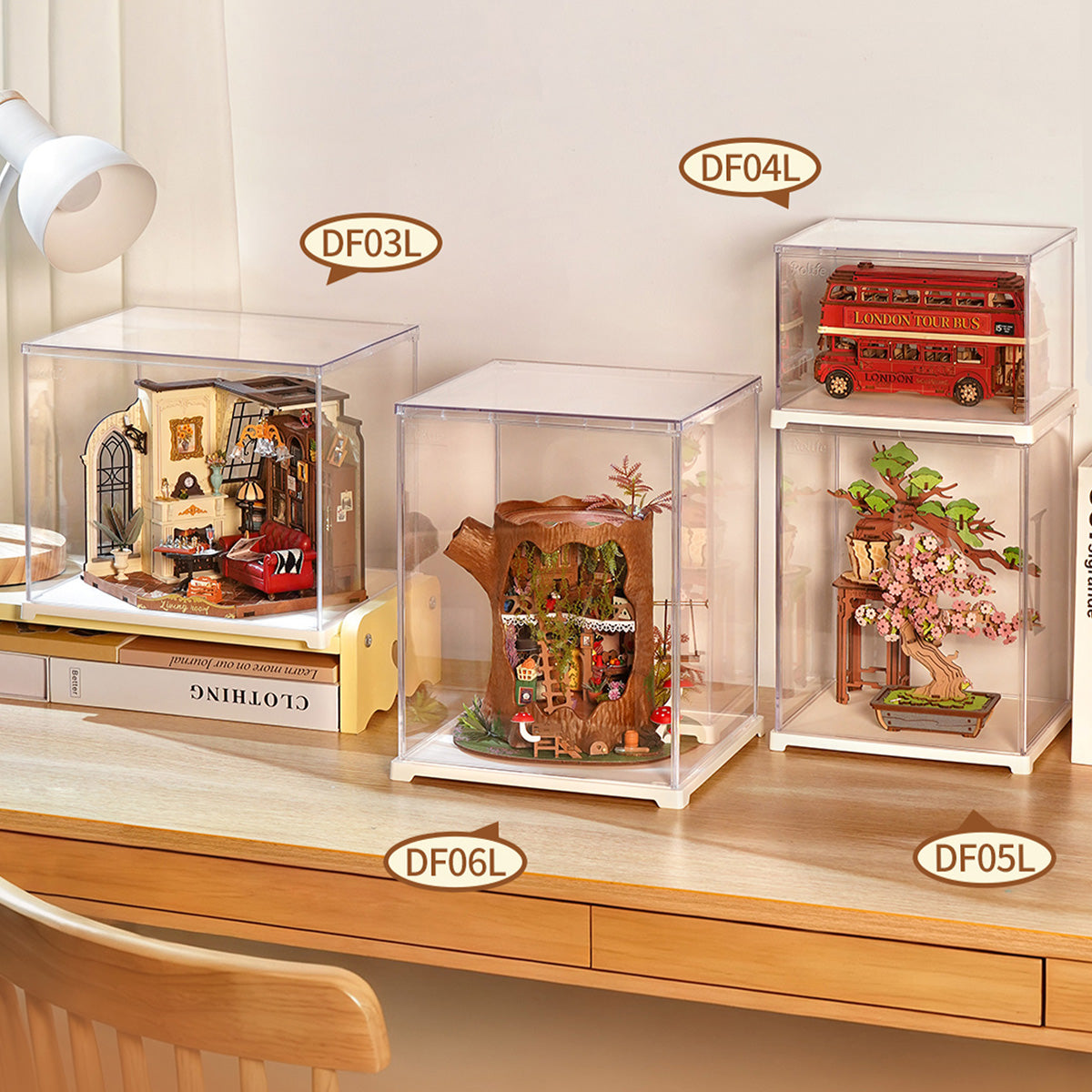 DF04L collection size comparison with DF03L, DF04L, DF05L, and DF06L display boxes