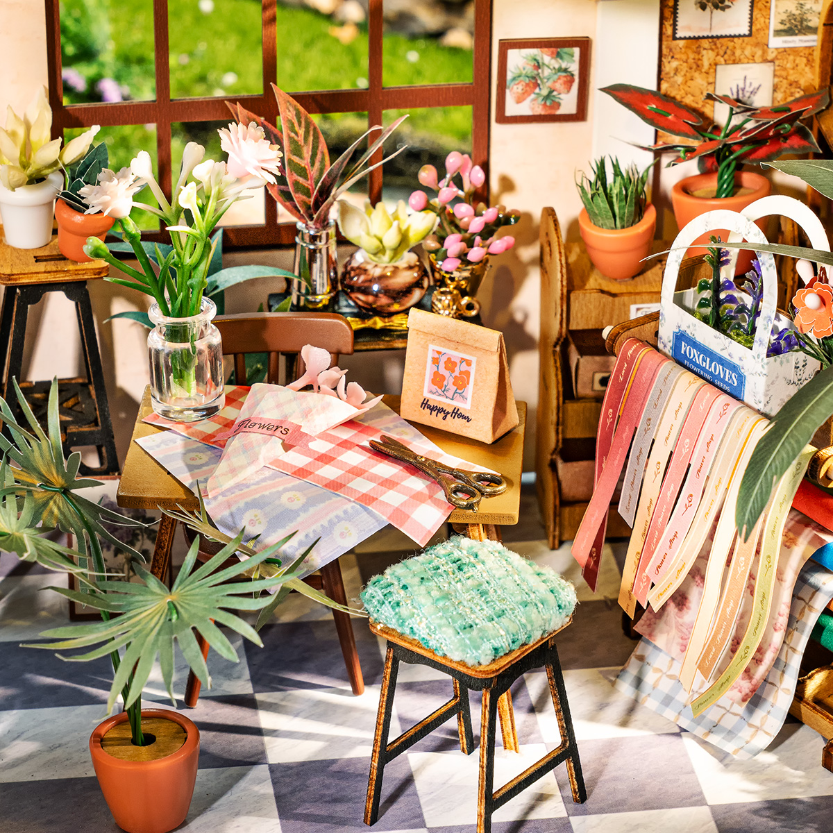 Rolife DIY Miniature Dollhouse - La boutique de fleurs d'Emily DG145 scène d'affichage de table avec des fleurs