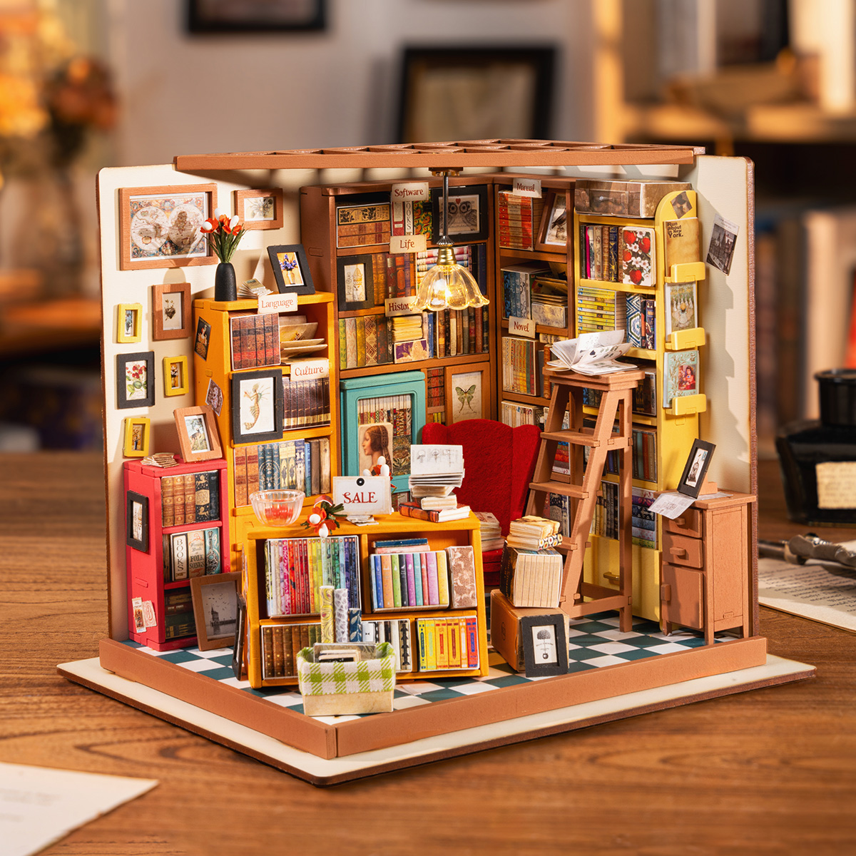 Rolife DIY Miniature Dollhouse- Le bureau de Sam DG102 scène d'affichage de table alternative
