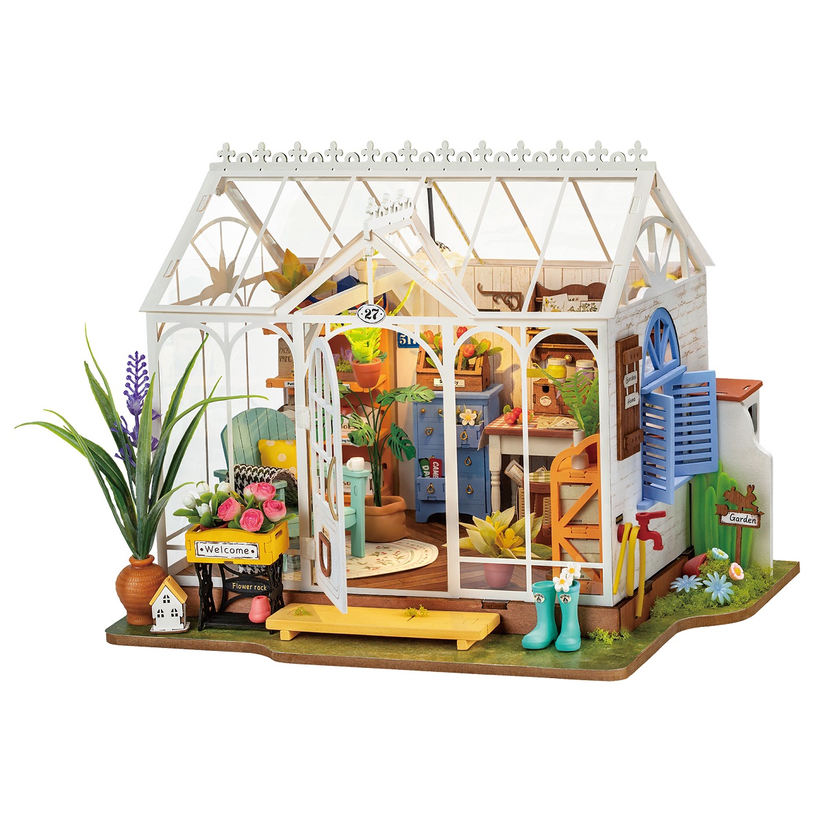 Rolife Miniature House - Dromerige Tuinhuis DG163 witte achtergrond productweergave