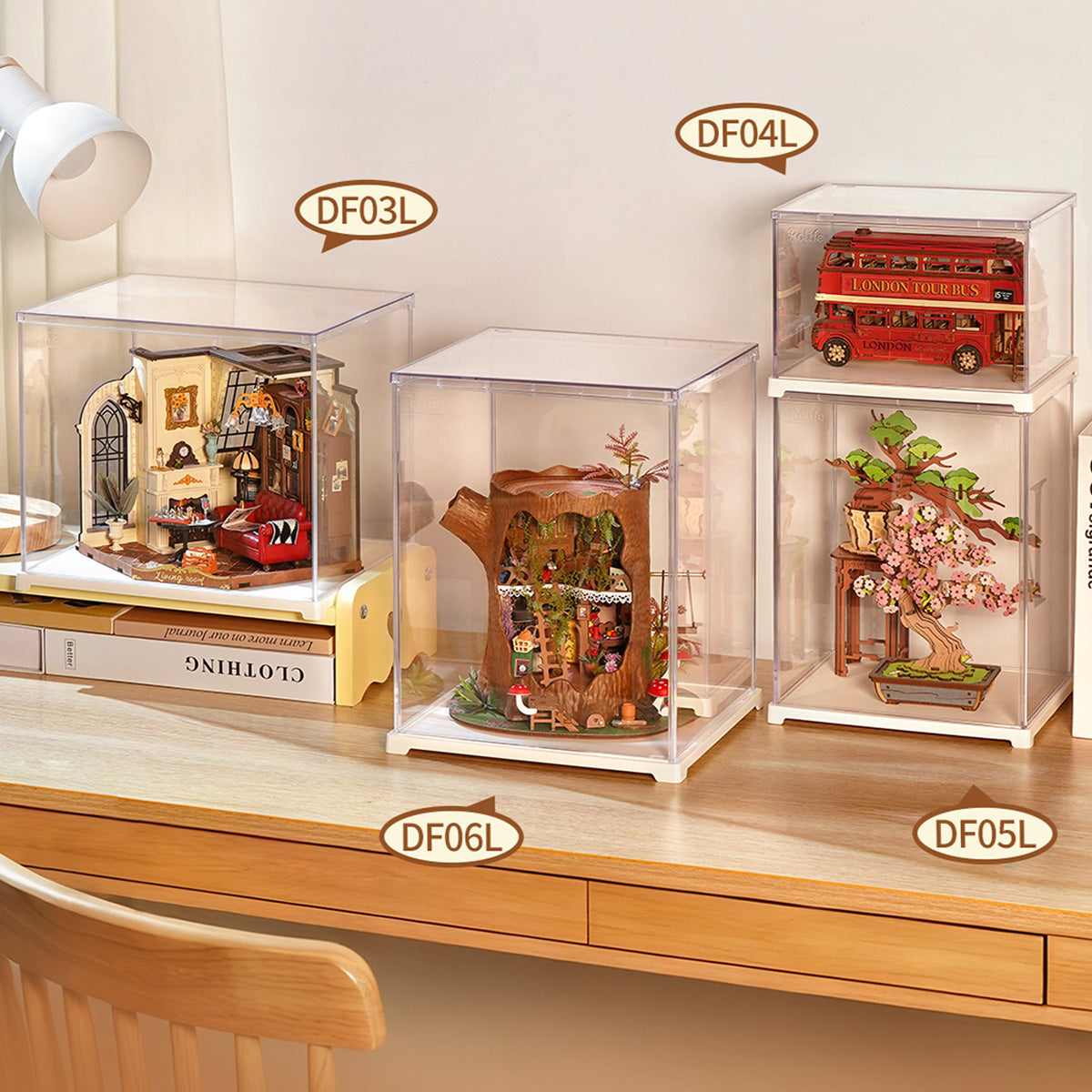 DF06L Kollektion Größenvergleich mit DF03L, DF04L, DF05L und DF06L Displayboxen