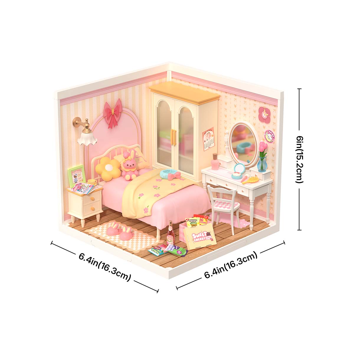 Rolife Liebevolles Pinkes Schlafzimmer DIY Miniaturhaus DW016