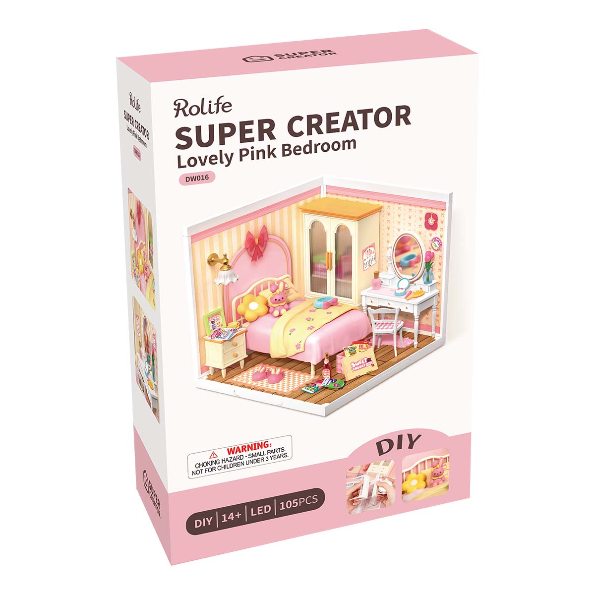 Rolife Liebe Pink Schlafzimmer DIY Miniaturhaus DW016
