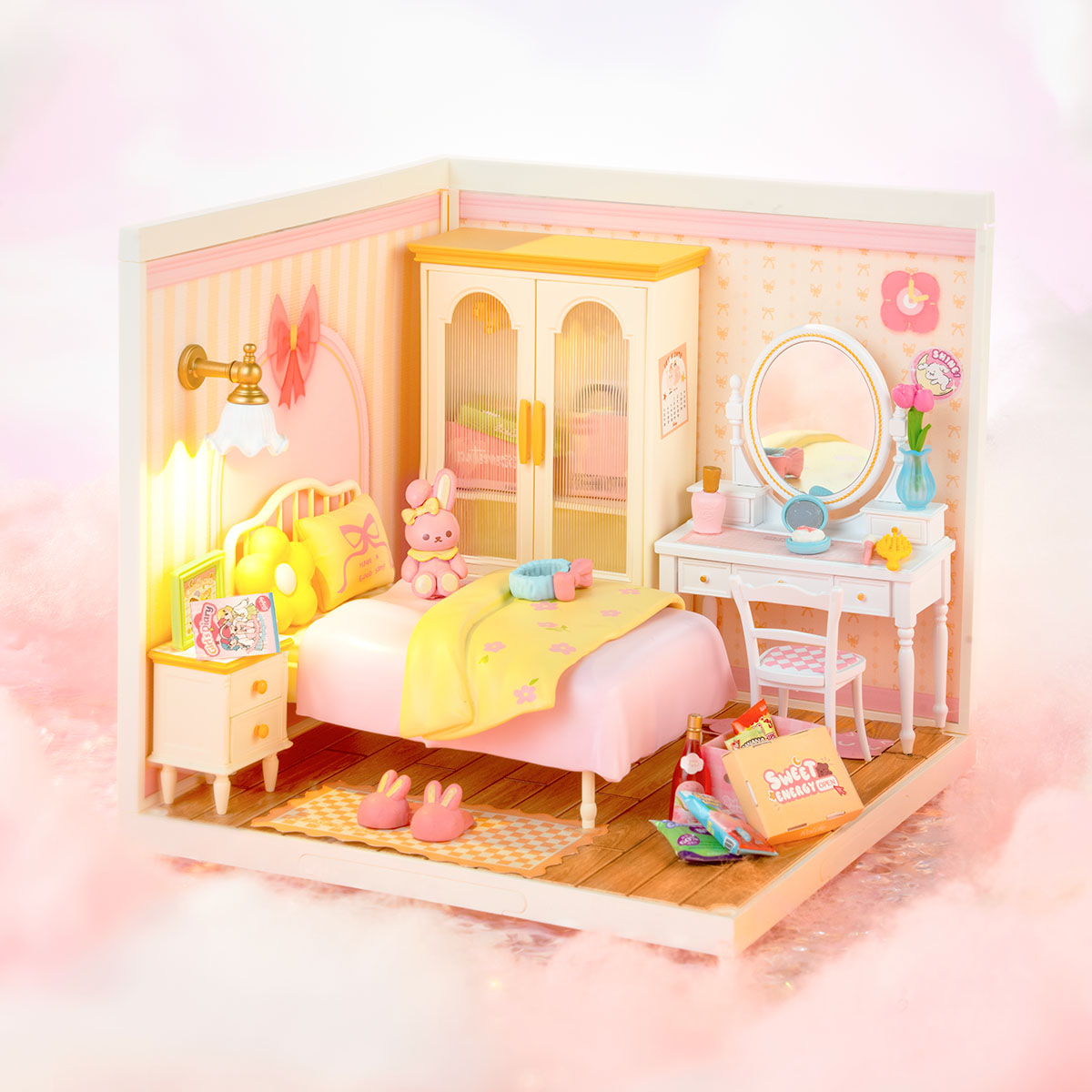 Rolife Liebe Pink Schlafzimmer DIY Miniaturhaus DW016