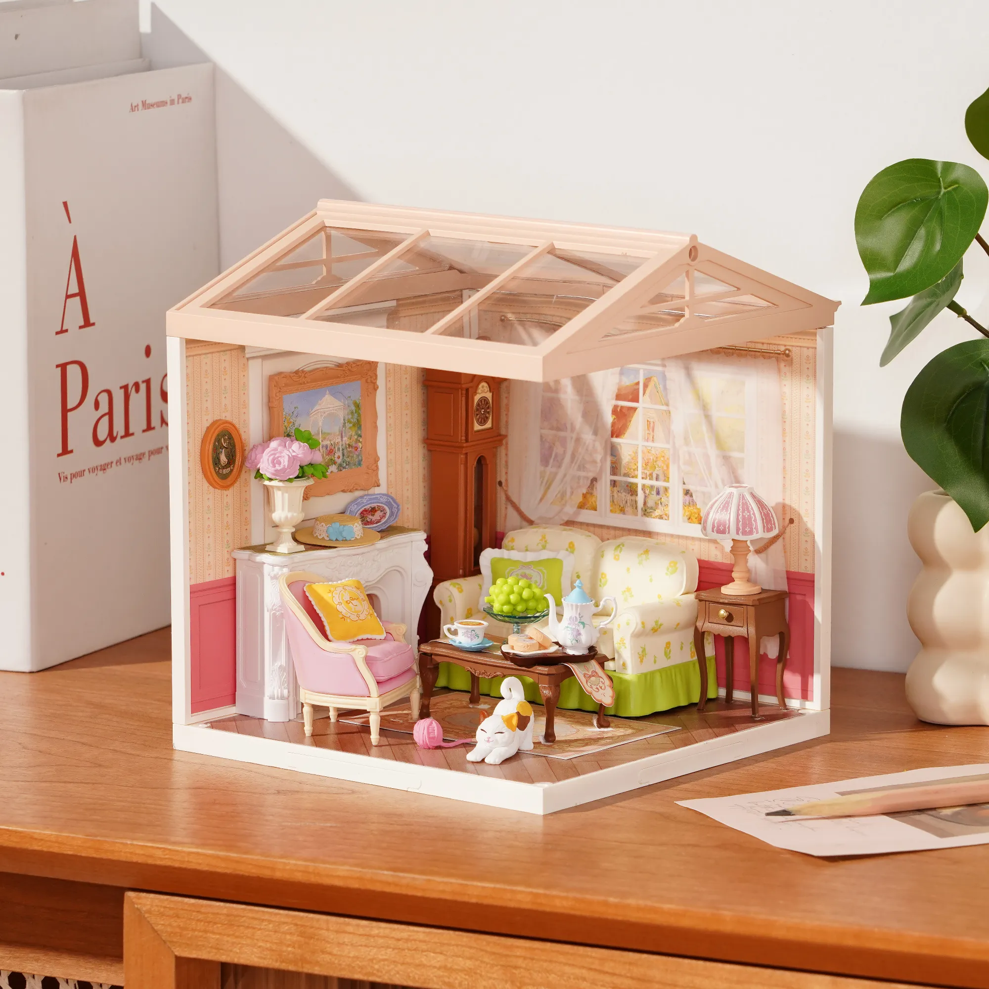 Rolife Holiday Tea Time DW023 miniature room in a tabletop home scene