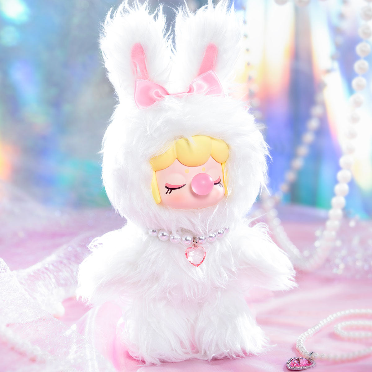 Nanci's Shining Bunny MNBXX versteckter weißer Hase Plüsch in einer traumhaften Pastellszene