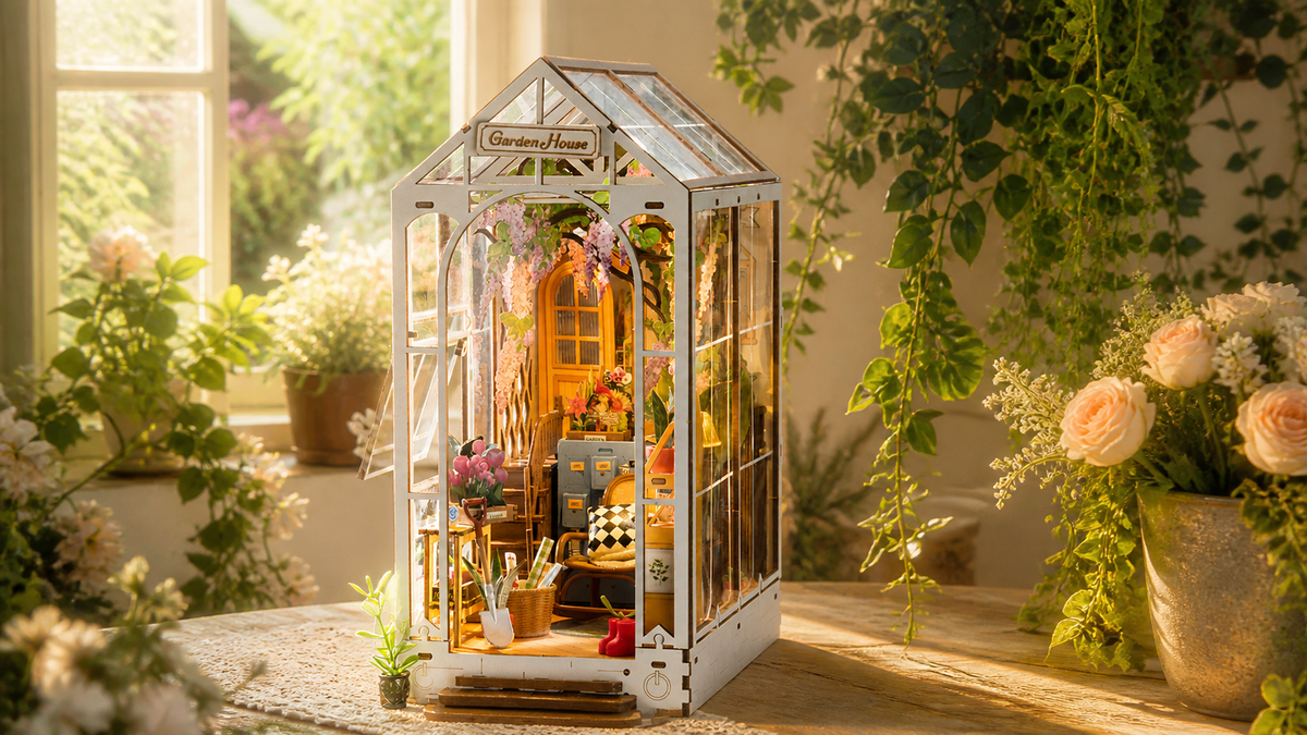 Rolife Holiday Garden House TGB06 in a sunlit European garden-house setting