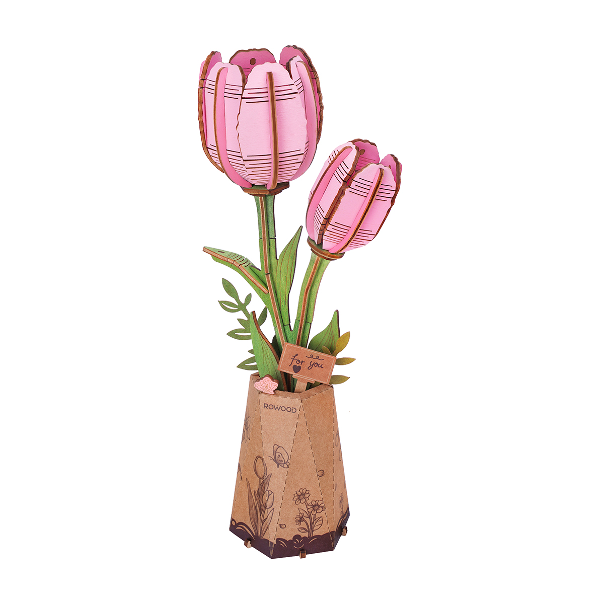 Rowood DIY Fleur en Bois Tulipe Rose TW082 vue alternative du produit