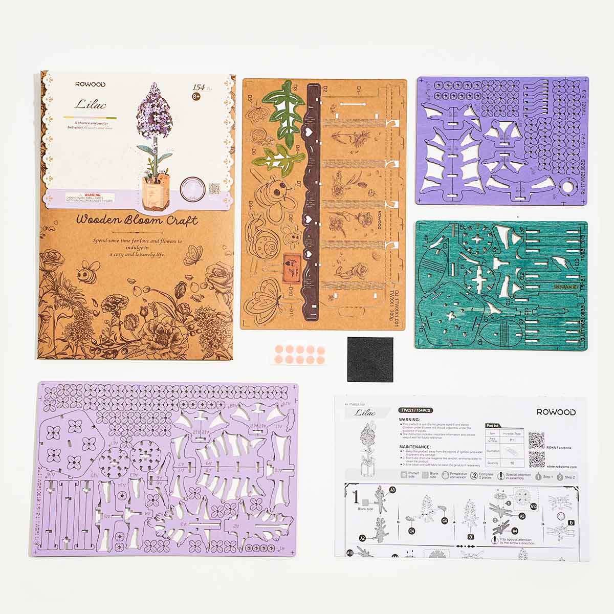 Rowood DIY Fleur en Bois Lilas TW021 image de galerie 7