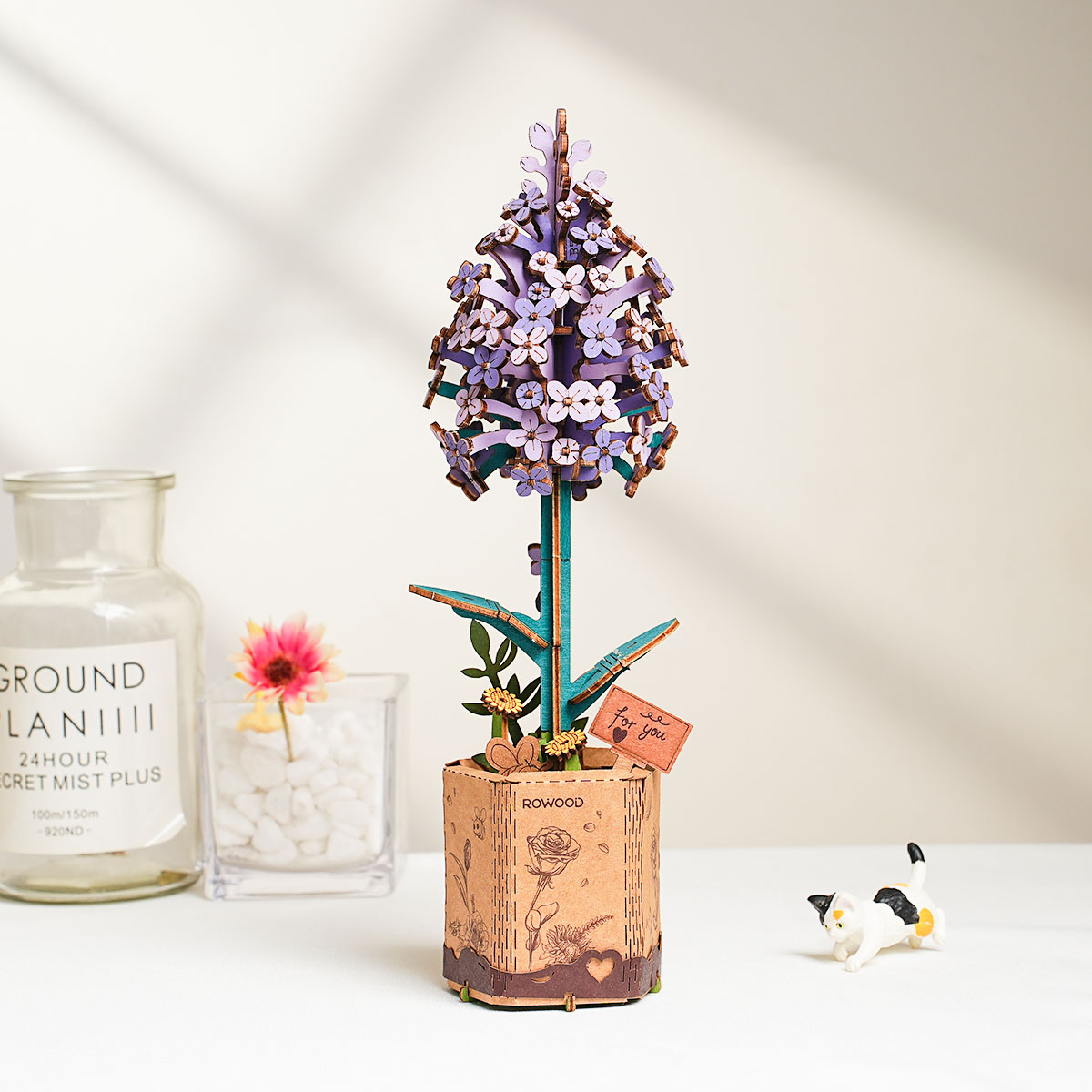 Fleur en bois lilas Rowood DIY TW021 vue détaillée