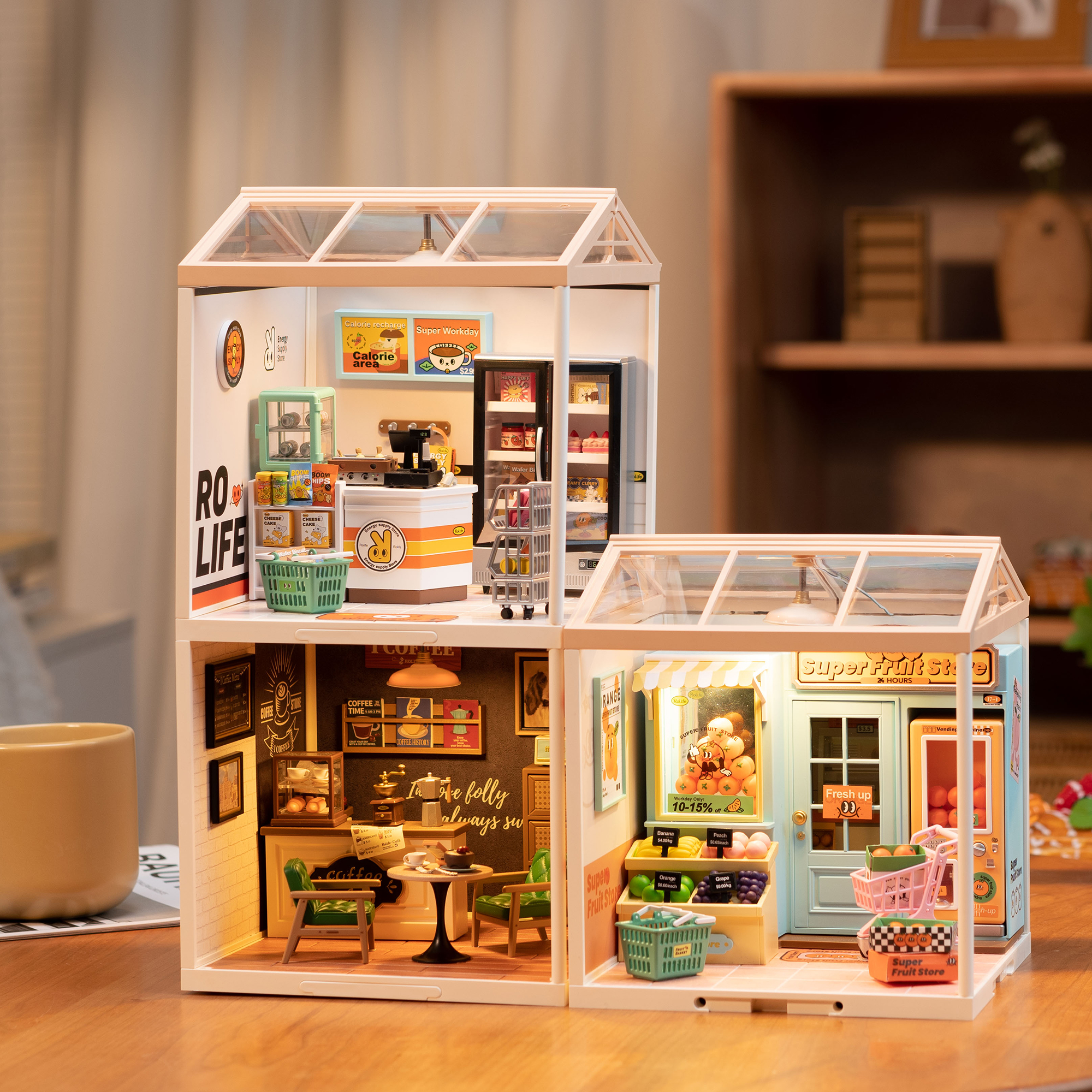 Rolife Super Creator - Super Store Series multi-store collection display scene