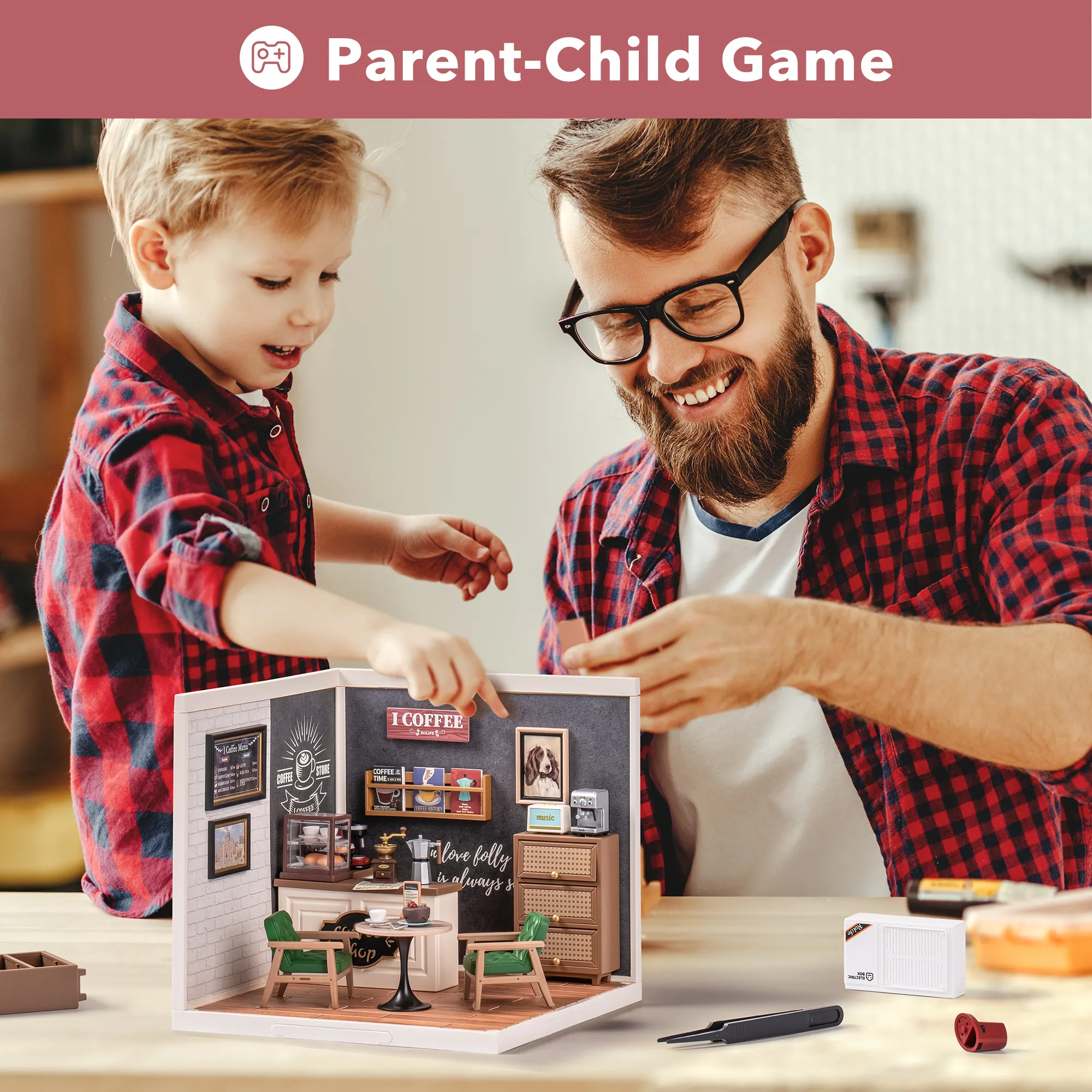 Rolife Daily Inspiration Cafe Super Creator Miniature House DW001B scène de jeu parent-enfant
