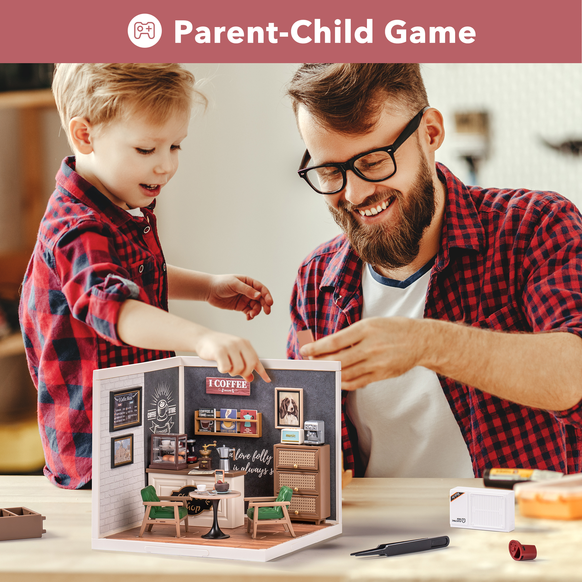 Rolife Daily Inspiration Cafe Super Creator Miniature House DW001B scène de jeu parent-enfant