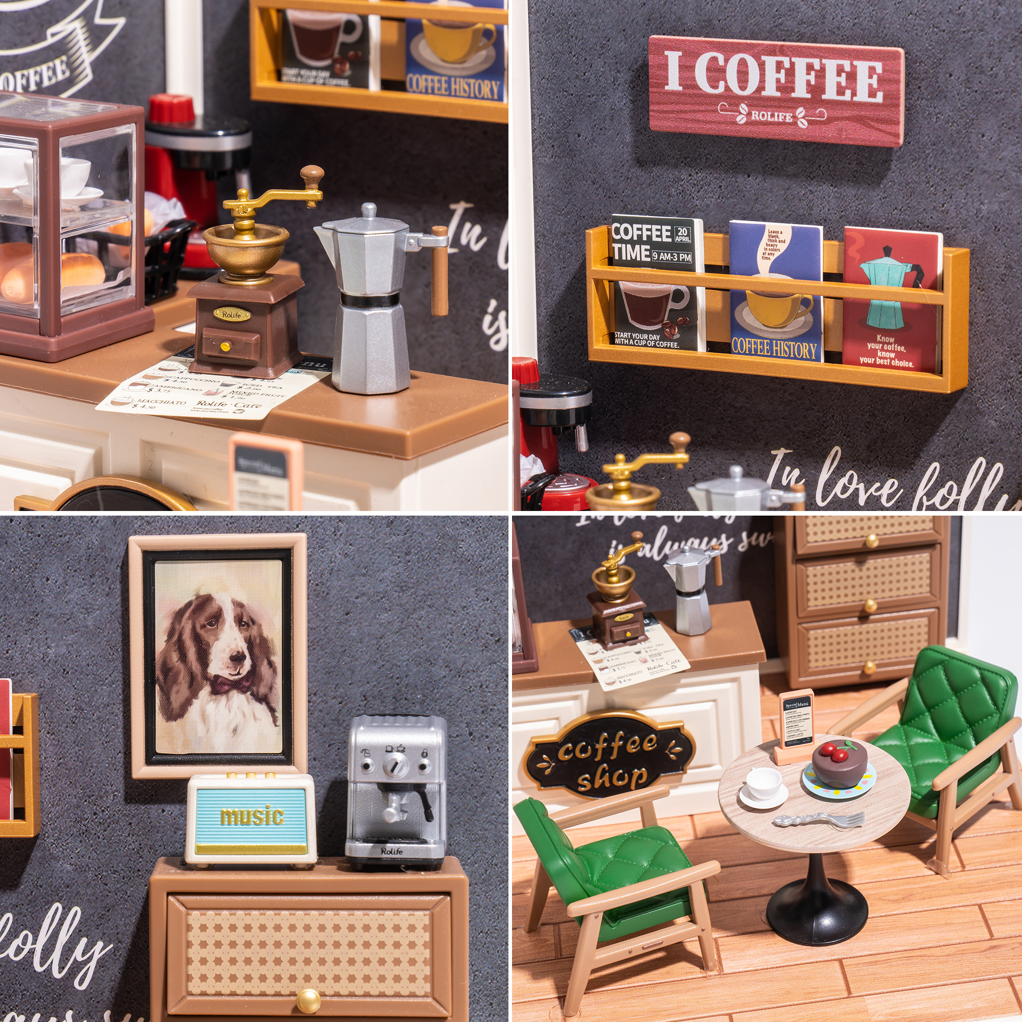 Rolife Daily Inspiration Cafe Super Creator Miniature House DW001B collage graphique de style de vie