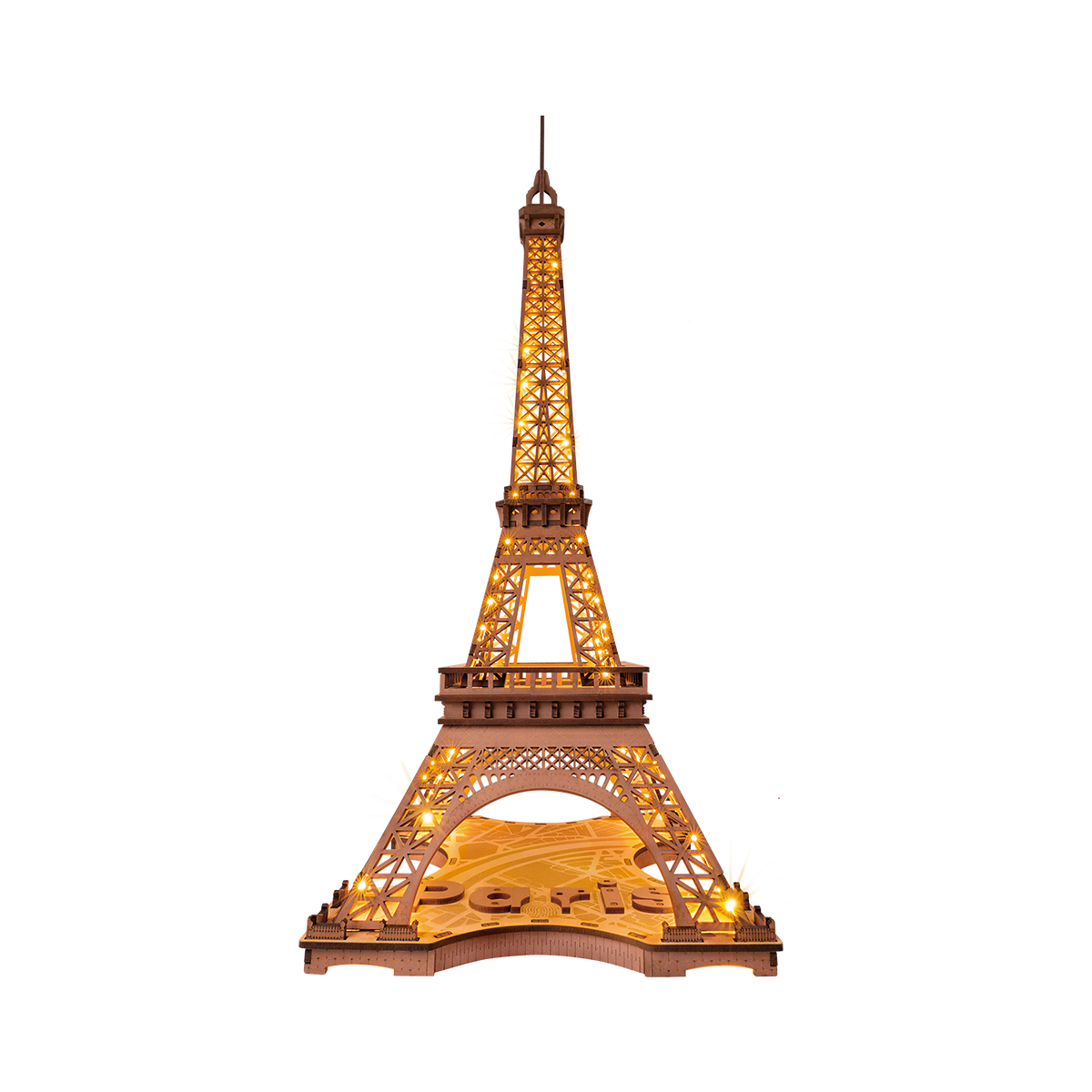 Rolife 3D Wooden Puzzle - Night of the Eiffel Tower TGL01 white background Eiffel Tower model view
