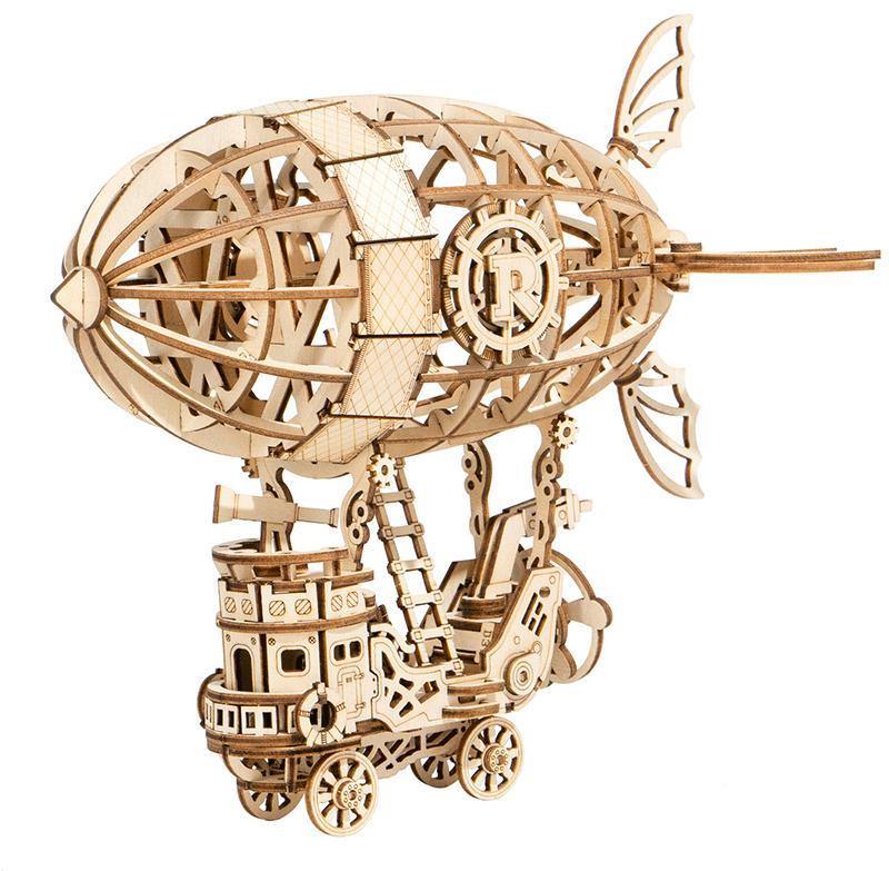 Rolife Airship TG407 puzzle en bois 3D sur fond blanc