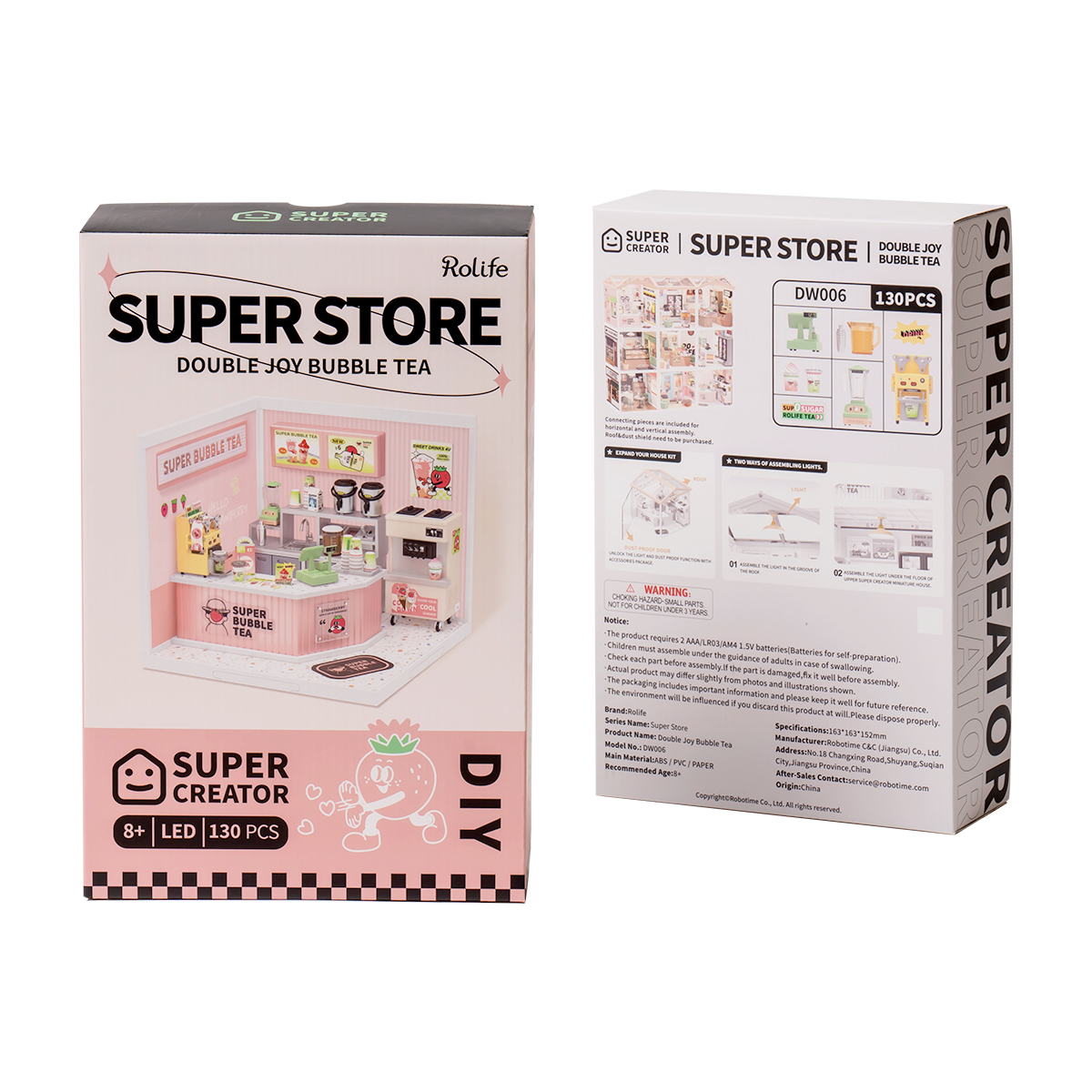Rolife Double Joy Bubble Tea Super Creator Miniature House DW006 paquete del producto