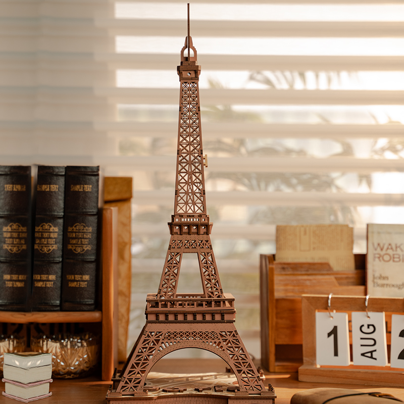 Rolife 3D Wooden Puzzle - Nuit de la Tour Eiffel TGL01 Affichage de la Tour Eiffel par la fenêtre