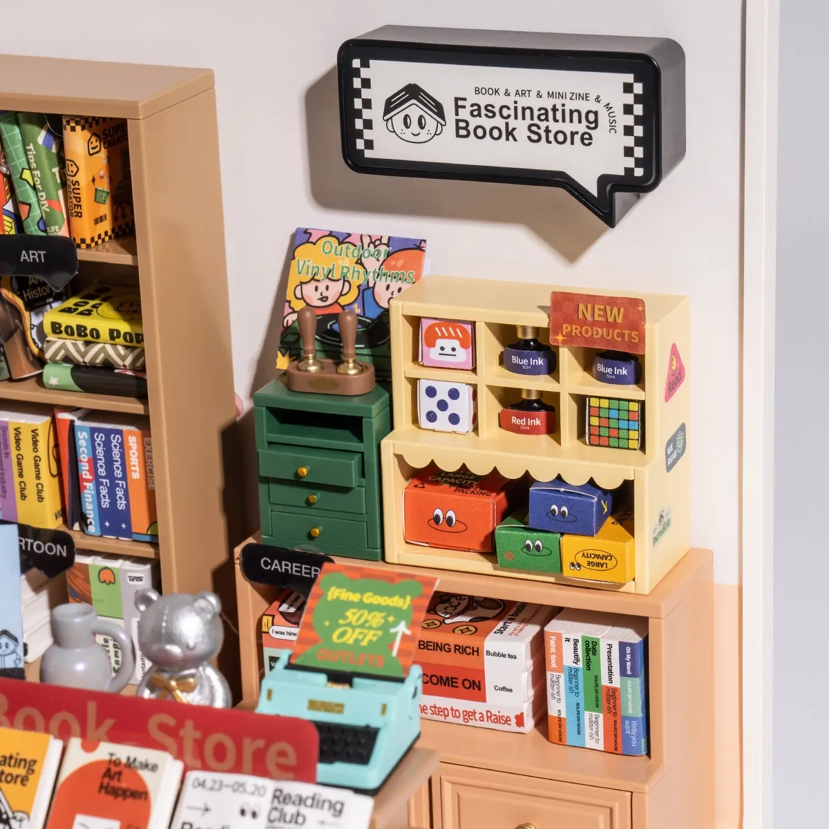 Rolife Fascinating Book Store Super Creator Miniature House DW004 image non lisible espace réservé du fichier source