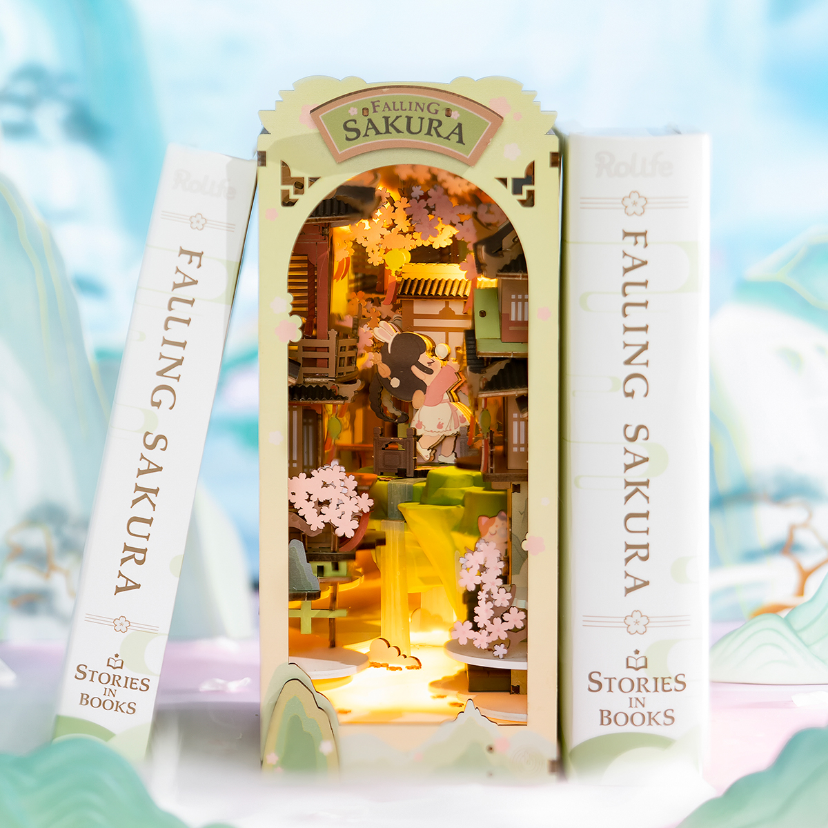 Rolife DIY Book Nook Kit - Falling Sakura TGB05 tabletop display scene