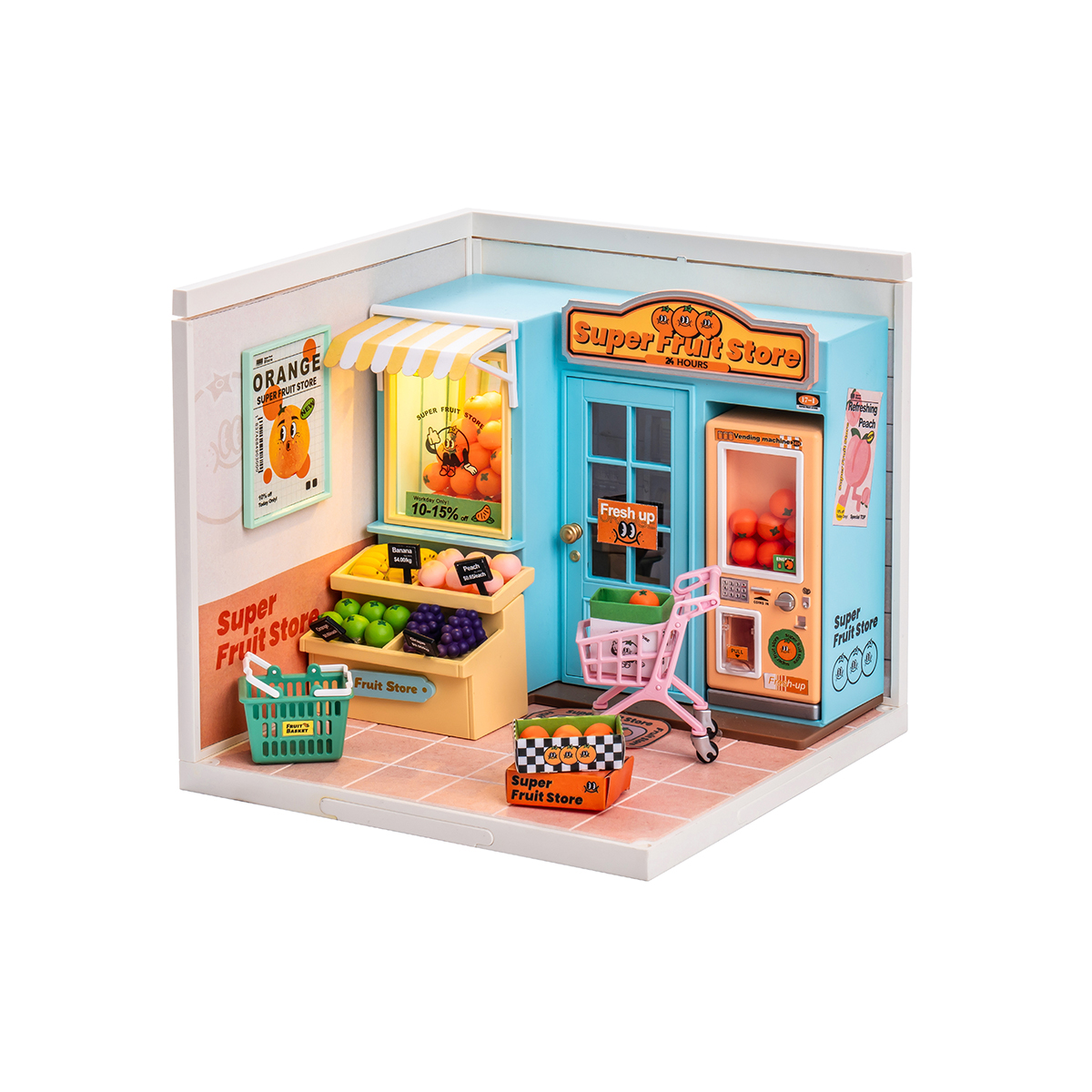 Rolife Super Fruit Store Super Creator Miniature House DW003 witte achtergrond productweergave