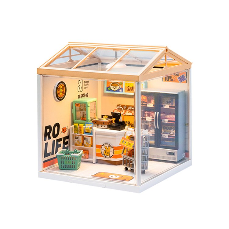 Rolife Energy Supply Store Super Creator Miniature House DW002 vue produit sur fond blanc
