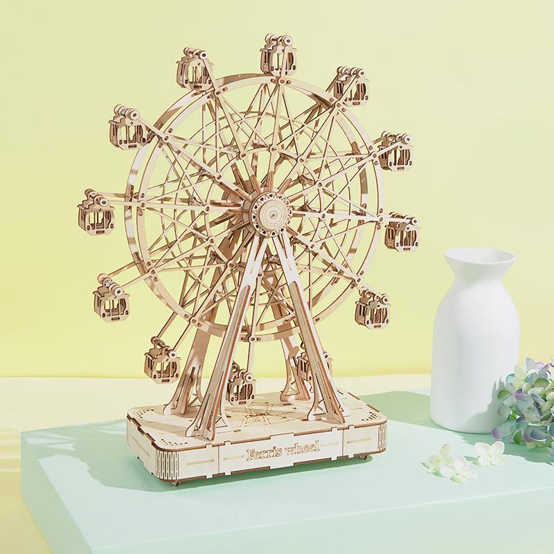 Rolife Moderne Musikbox - Riesen 3D Holzpuzzle - Riesenrad TGN01 weiße Hintergrund Produktansicht