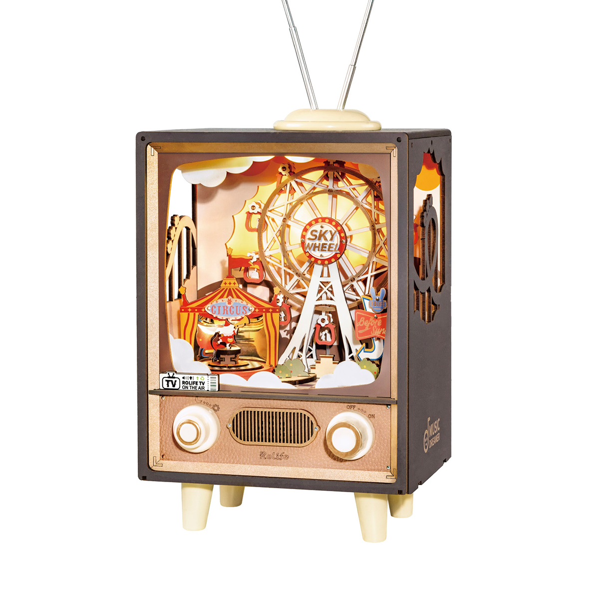 Rolife DIY Music Box Puzzle - Sunset Carnival AMT01 white background product view